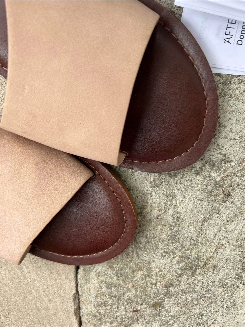 Cushionaire Women’s Beige Slide Sandals with Padded Footbed